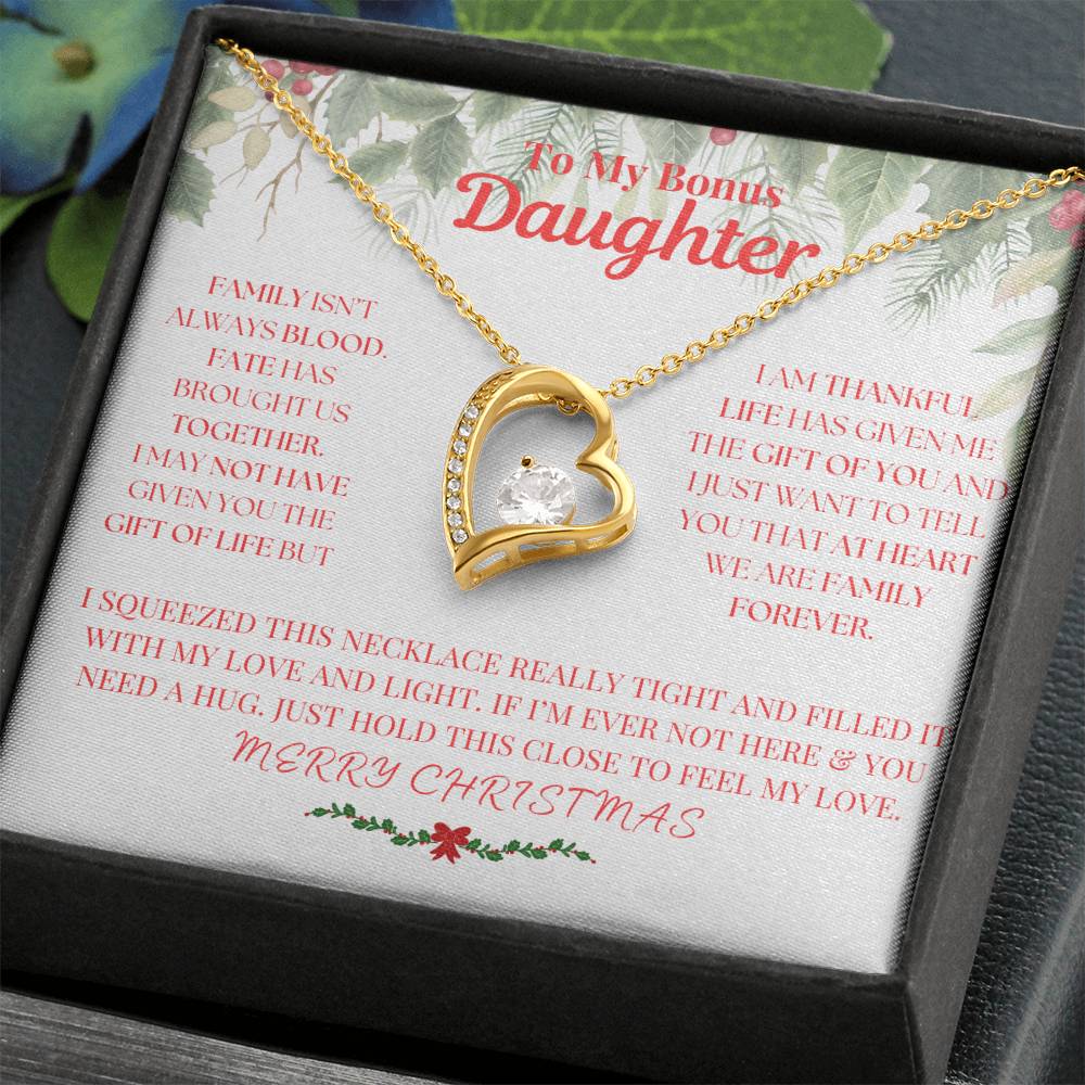 To My Bonus Daughter, Merry Christmas Necklace