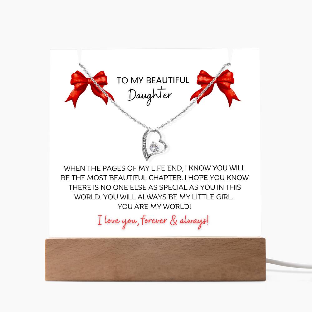 To My Beautiful Daughter Necklace Keepsake Gift