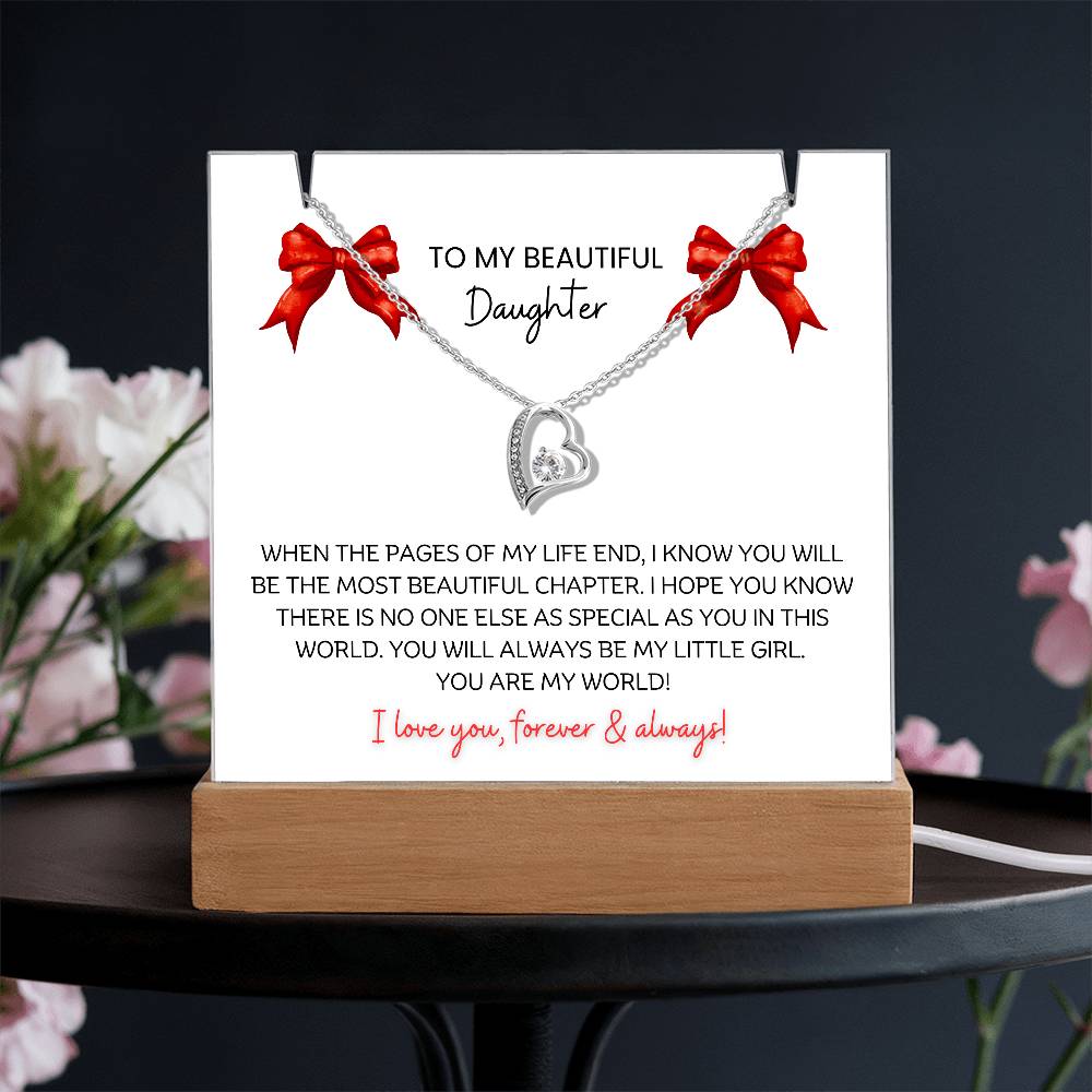 To My Beautiful Daughter Necklace Keepsake Gift