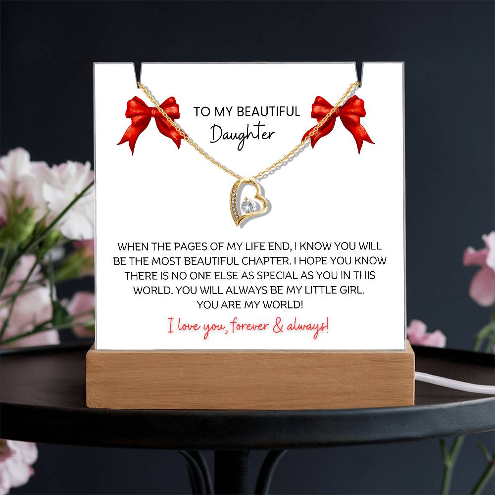 To My Beautiful Daughter Necklace Keepsake Gift