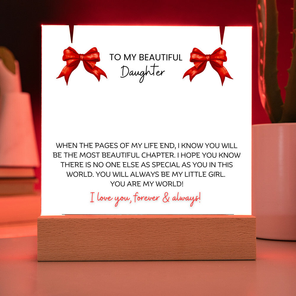 To My Beautiful Daughter Necklace Keepsake Gift