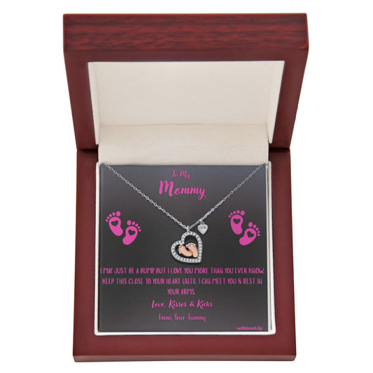 To My Mommy – Baby Girl Footprint Necklace | Gift from Daughter with Heartfelt Message Card💝